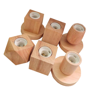 Wooden E27 Lamp Base with Switch