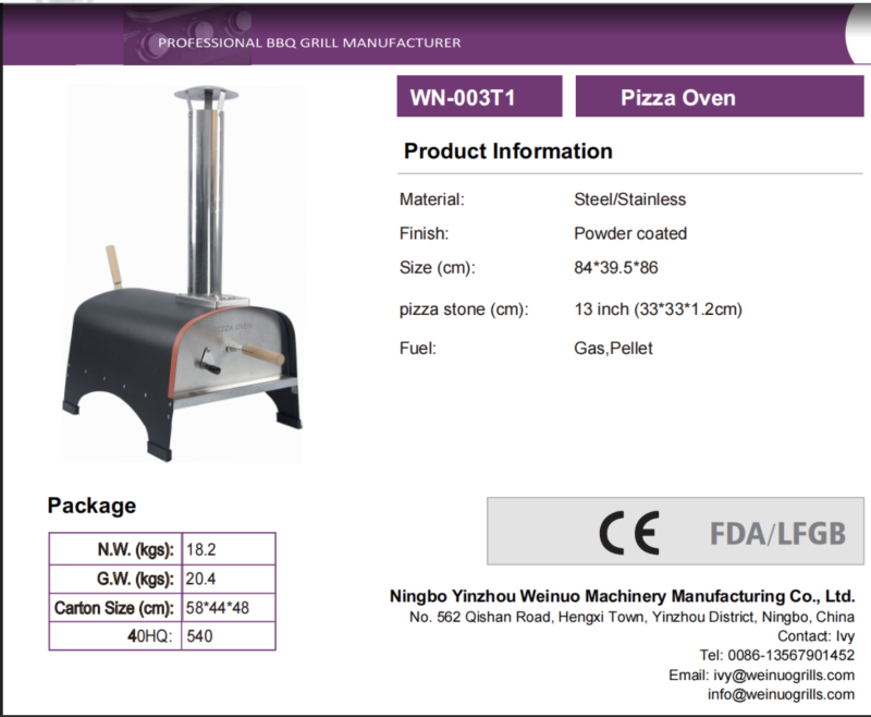 Dual-Fuel Stainless Steel Outdoor Pizza Oven