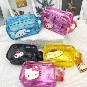 Kawaii Anime Makeup Bag - Hello Kitty Kuromi Transparent Jelly Storage Hand Bag