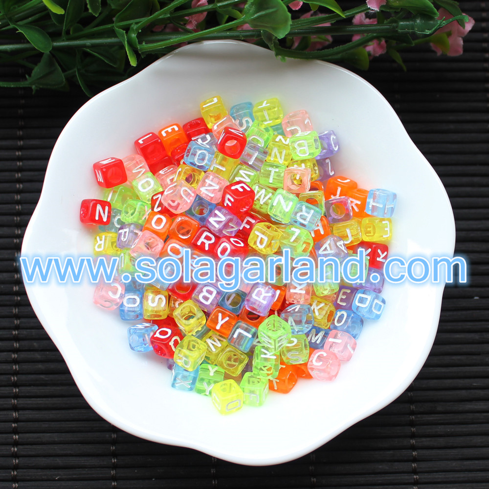 6*6MM Cube Square Letter Beads