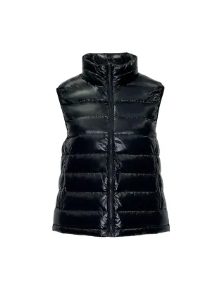 Black hoodless down vest