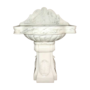 Elegantes motivos de concha para lavatório de mármore branco italiano
