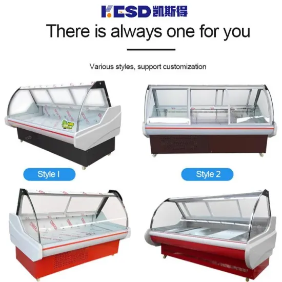 Supermarket Fresh Meat Refrigerator Glass Door Refrigerating Showcase Upright Display Freezer for Butcher