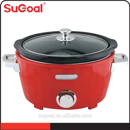 Red Housing Electric Ceramic Stew Pot Slow Cooker For Baby Cooking