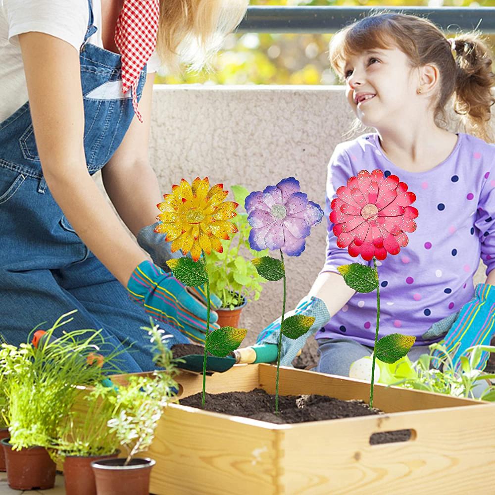 3 pacote decoração de estacas de jardim de flores