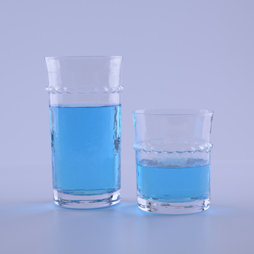 Vaso de vidrio de agua único transparente soplado a mano