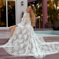 Women Sexy Long Lace Dress Sheer Gown