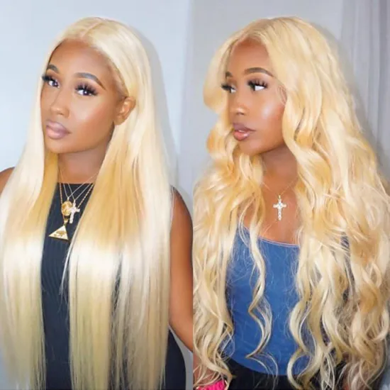 Dyeable 150 Density 18 Inch Virgin Cuticle Aligned 100% Human Hair 4X4 613 Lace Closure Wig Body Wave
