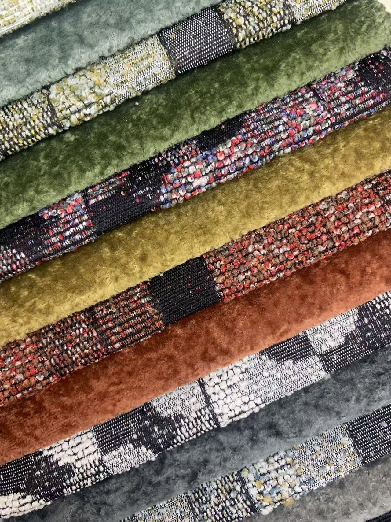 Geometric Patchwork Chenille Fabric Velvet Upholstery Fabric