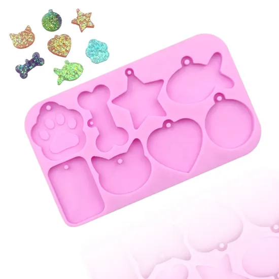 DIY Resin Craft Supplies: 1031 8 Even Cat Claw Five-Pointed Star Silicone Mold for Crystal Glue Mirror Pendant Decoration Tool