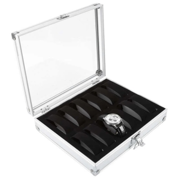Aluminium Watch Box with 12 Grid Slots - Jewelry Display and Storage Case with Suede Interior