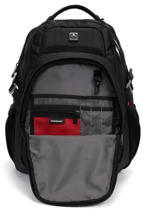 Suissewin Black Waterproof Outdoor Leisure Laptop Backpack