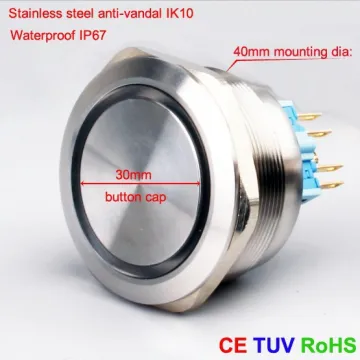 CMP NEW 40MM (TUV,CE) anti-vandal push button switch Waterproof, ip67 push button switch metal