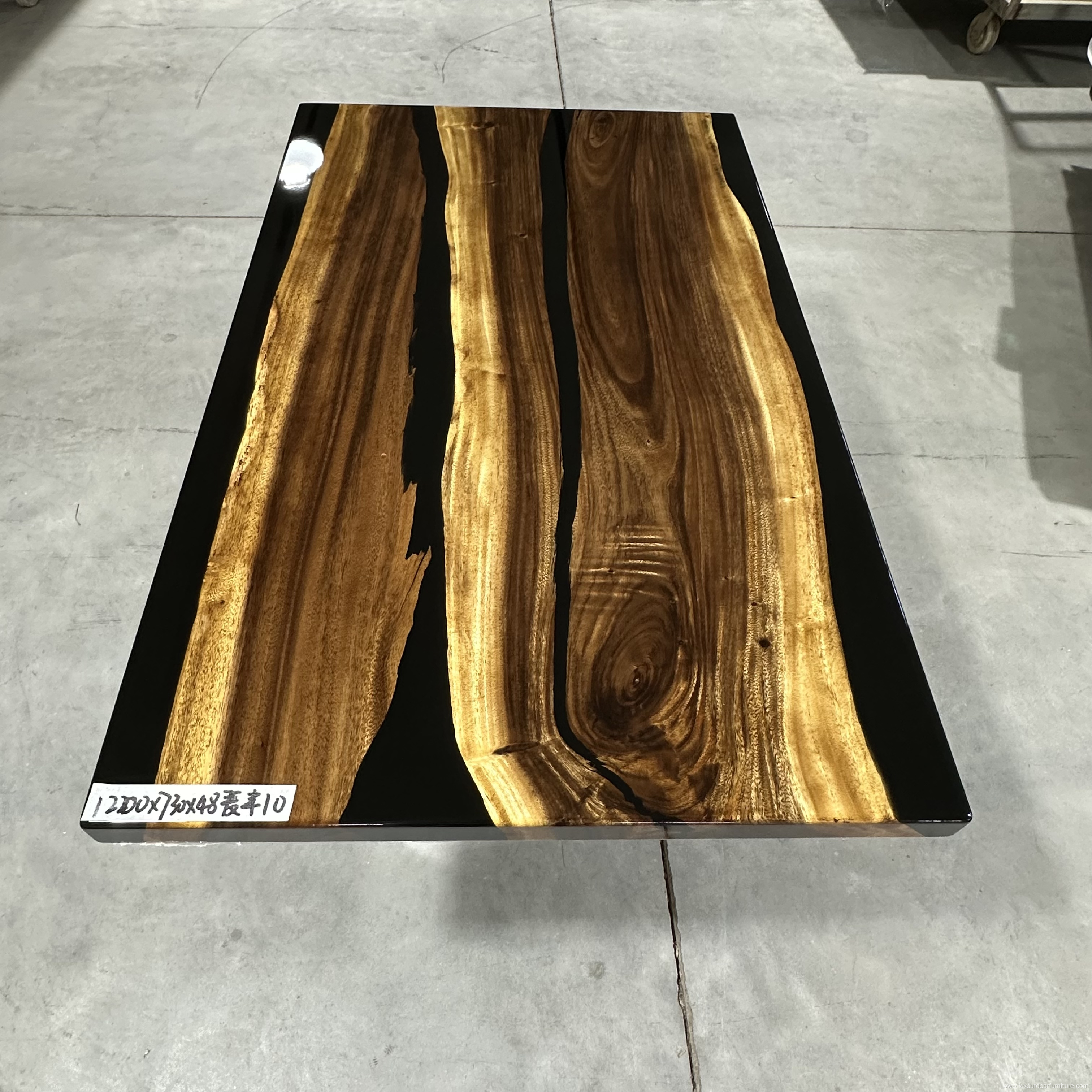 New Arrival Black color Solid Walnut Wood Home Bedroom Hotel Restaurant Villa Kitchen Dining Room Table River Epoxy Resin Slab