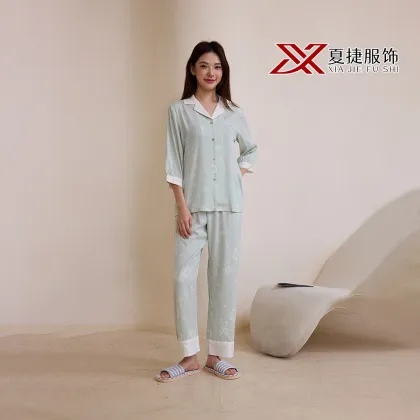 Lightweight Mint Celestial Sleepwear with White Trim