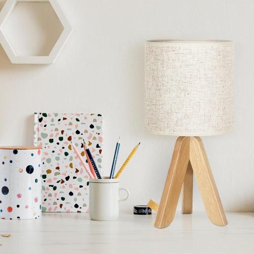 Minimalist Wood Base Nightstand Bedside Lamp