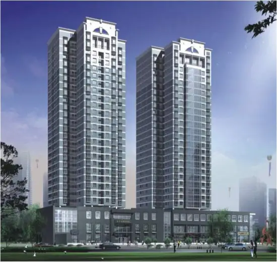 Steel tube filled with concrete in high-rise building