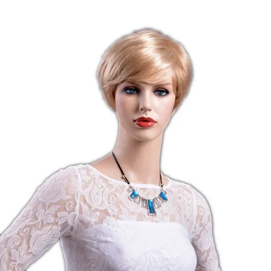 Wholesale short cheap synthetic hair natural straight wig with light golden brown hair for mature Women