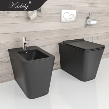 Black Floor-Mounted Ceramic Toilet Bidet Mats