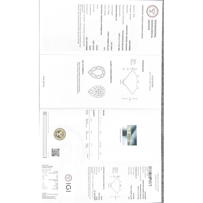 HPHT Lab เพชรแพร์ 1.52ct VS2