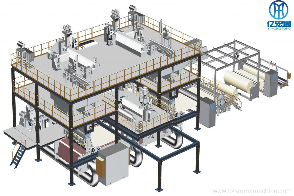 SMS non-woven fabric three-in-one combined machine