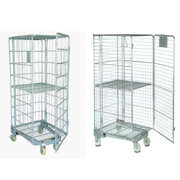 Collapsible Logistics Pallet: Nestable Rolling Storage Cage Container Trolley