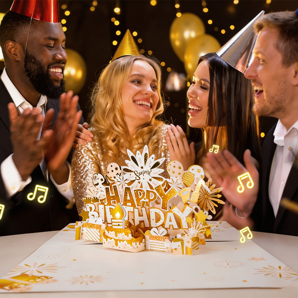 luxury birthday pop up card