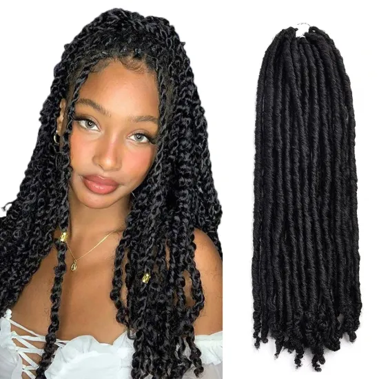 New Soft 18 inch Black Bohemian Locs Women Faux Dreadlocks Braids Goddess Faux Locs Synthetic Crochet Braiding Hair Extensions