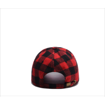 Gorra de béisbol a cuadros negra y roja de algodón