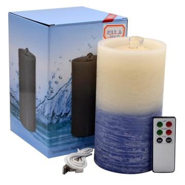 Double Colored Led Flameless Water Fountain Pillar Candles