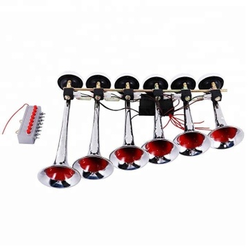 12V/24V 150dB Six Trumpet Musical Car Air Horn with 8-Button Switch Box for Trucks, Lorries, and Boats