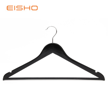 EISHO perchas de traje de madera plana negro con barra