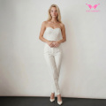 Gepunktete Hose mit hoher Taille und kurzem Schnitt