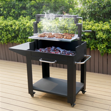 KEYO Outdoor Camping Equipment Trolley Outdoor Barbecue Grill Bbq Folding Heavy Duty Charcoal Grill