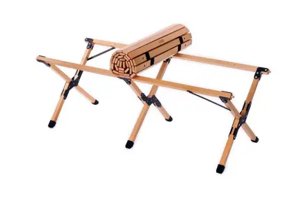 Outdoor Bamboo Camping Portable Rolling Wooden Table