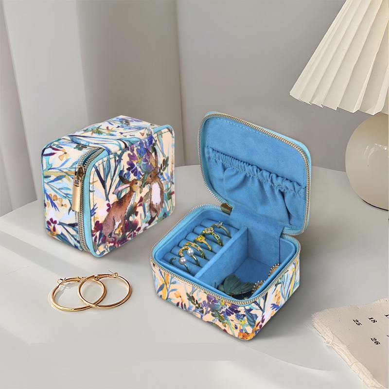 Ins wind PU leather portable earrings storage box