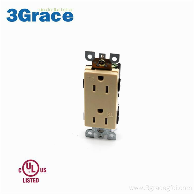 15A 125V Ivory Decorative Duplex Receptacle