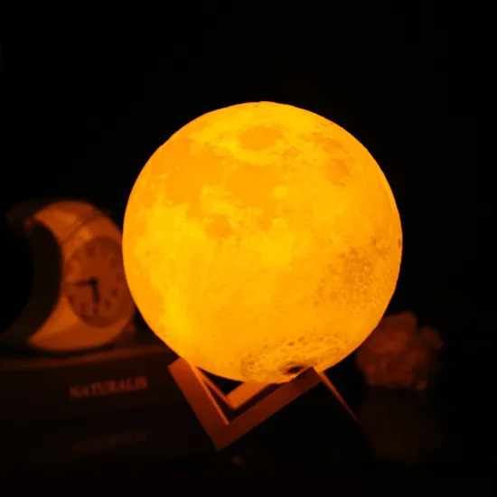 LED 3D Printed Moon Lamp: A 15CM Battery-Powered Night Light with Stand for Minimalist Starry Bedroom Decor