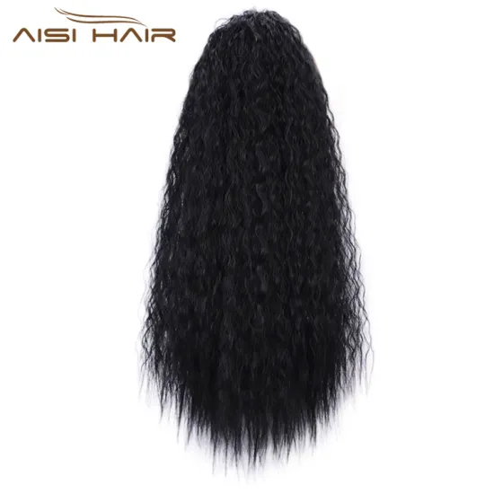 Aisi Hair Ponytail Natural Black Hair Extensions Heat Resistant Synthetic Fiber Pony Tail Hair Pieces with Two Plastic Combs