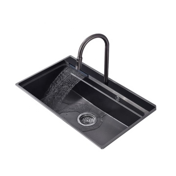 Raindance 304 Stainless Steel Apron Front Kitchen Sink with Intellisense Smart Technology and Waterfall Faucet