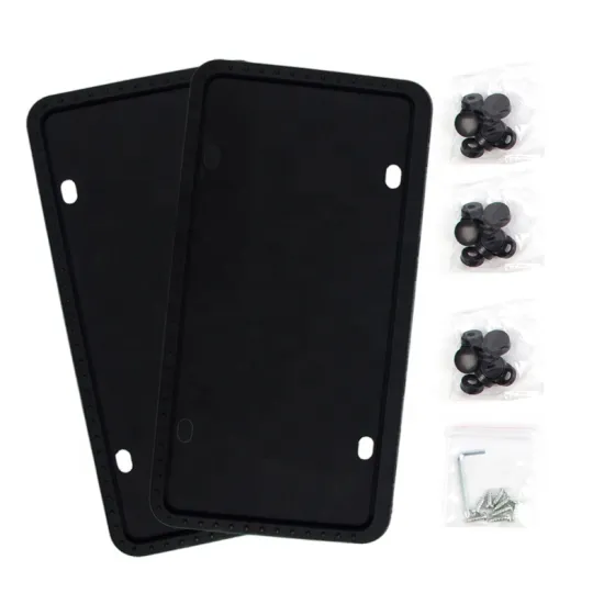 2-Pack Weather-Resistant Silicone Car License Plate Frames with Rust-Proof and Rattle-Proof Design: Ultimate Screw Kit Included