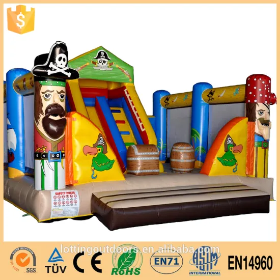 Unique Shape Inflatable Pirate City/Inflatable Double Tower Fun City 13X7X5 Meter