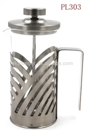 Glass espresso coffee maker/ french press with stainless steel handle