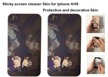 Back Sticky Pu Microfiber Screen Cleaners For Iphone4 , Customized Logo For Promo Items