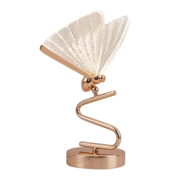 Creative Design Butterfly Table Lamp with Acrylic Lampshade and Gold Plated Metal Base for Bedroom and Kids Room Decoration