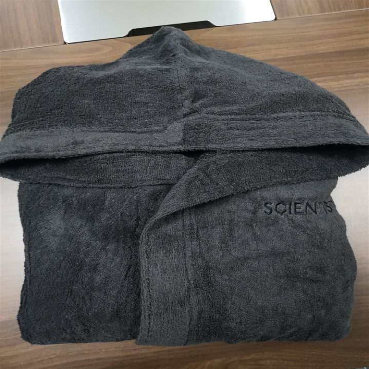 Black cotton bathrobe with hood