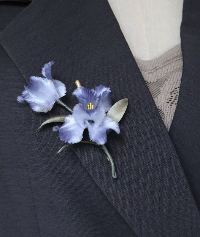 intangible cultural heritage velvet flower brooch
