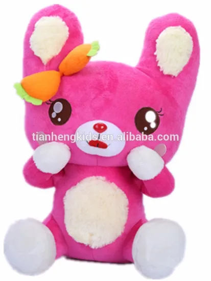 16 inch Plush Carrot Rabbit Series in Standing Pose-Rose Red