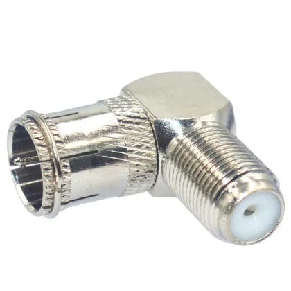 Right Angle F Plug to F Jack Adapter