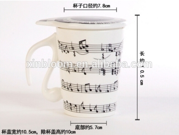 2015 new creative note tave keyboard and cat head ceramic mug with cover and unique handle